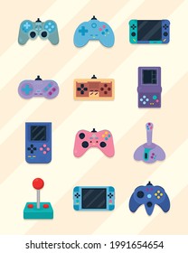 video game controllers icon set