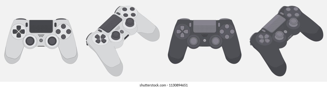 Video game controllers isolated on white background. Gamepad Vector Illustration Set