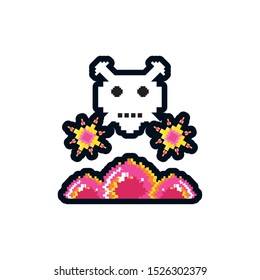 video game danger skull pixelated vector illustration design