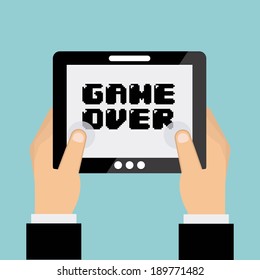 Video game design over blue background, vector illustration