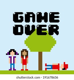 Video game design over blue background, vector illustration