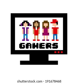 Video game design over white background, vector illustration