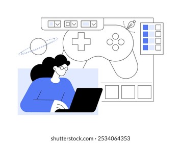 Video game design software isolated cartoon vector illustrations. Professional IT developer creating game design using special software, modern technology, programming process vector cartoon.