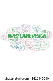 Video Game Design word cloud. Wordcloud made with text only.