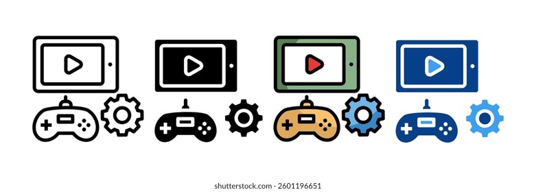 Video Game Designer Icon Set Multiple Style Collection