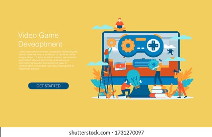 Video game development vector illustration concept template background isolated can be use for presentation web banner UI UX landing page