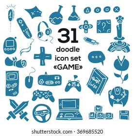 Video Game doodle icon set 