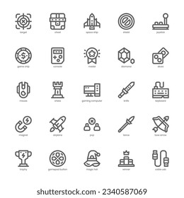Video Game Element icon pack for your website, mobile, presentation, and logo design. Video Game Element icon outline design. Vector graphics illustration and editable stroke.