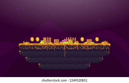 Video game. Elements and objects for computer game. Template for construction game level. Background for arcade game. Vector illustration.
