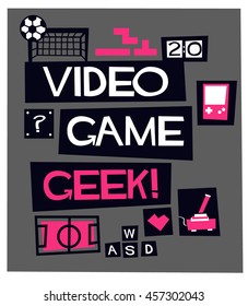 Video Game Geek! (Vector Illustration In Flat Style Poster Design) 