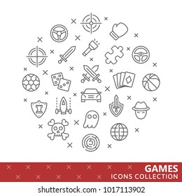 Video game genres thin ine icons. Vector eps10