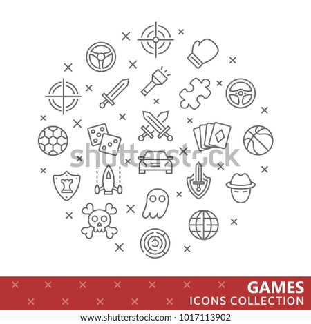 Video game genres thin ine icons. Vector eps10