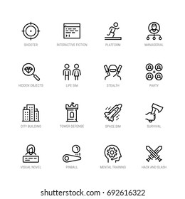 Video Game Genres Vector Icons Set Stock Vector (Royalty Free ...