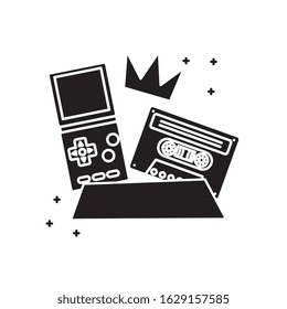 video game handle with cassette nineties style vector illustration design