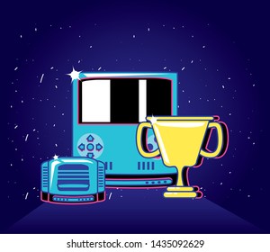 video game handle retro style with icons