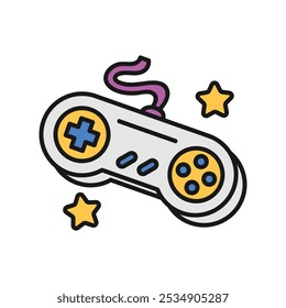 Video Game Hardware Doodle Illustration - Classic Game Controller