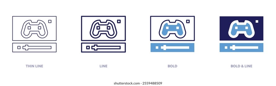 Video game icon in 4 different styles. Thin Line, Line, Bold, and Bold Line. Duotone style. Editable stroke.