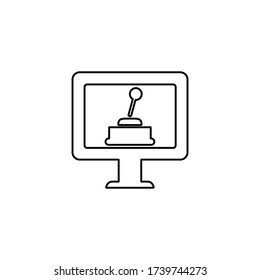 Video game icon. Game controller on PC screen. Gaming entertainment sign. Computer gaming concept for perfect web and mobile design.