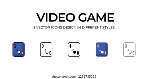 Video Game Icon Design in Five style with Editable Stroke. Line, Solid, Flat Line, Duo Tone Color, and Color Gradient Line. Suitable for Web Page, Mobile App, UI, UX and GUI design.