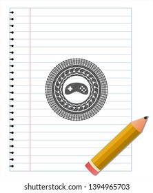 video game icon draw (pencil strokes). Vector Illustration. Detailed.