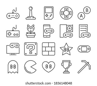 Video Game Icon. Games And Entertainment Line Icons Set. Editable Stroke.