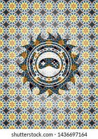 video game icon inside arabic emblem. Arabesque decoration.