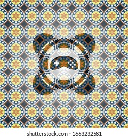 video game icon inside arabic emblem. Arabesque decoration.