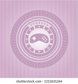 video game icon inside badge with pink background