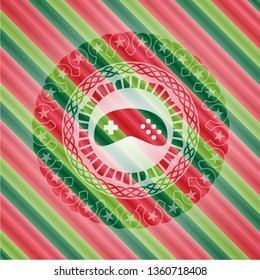 video game icon inside christmas badge background.