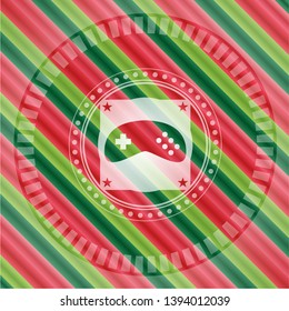 video game icon inside christmas badge background.