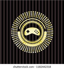 video game icon inside gold shiny badge