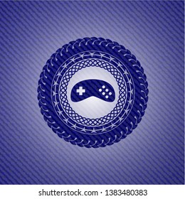 video game icon inside jean background