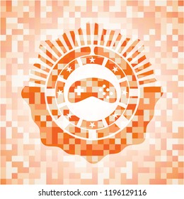 video game icon inside orange mosaic emblem