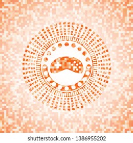 video game icon inside orange mosaic emblem with background