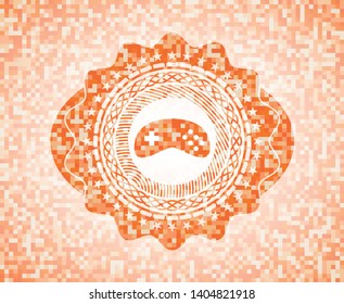 video game icon inside orange mosaic emblem with background