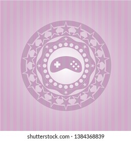 video game icon inside pink icon or emblem