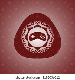 video game icon inside red emblem. Vintage.