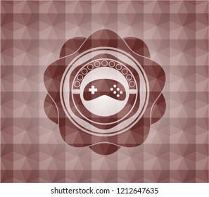 video game icon inside red seamless polygonal badge.