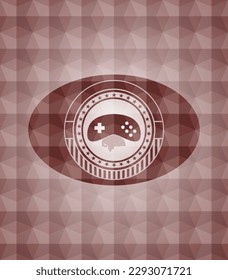 icono del videojuego dentro del emblema del patrón geométrico rojo. Sin inconveniente. 