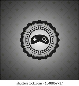 video game icon inside retro style black emblem