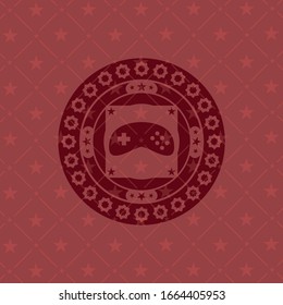 icono del videojuego dentro del emblema rojo retro