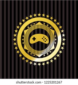 video game icon inside shiny badge