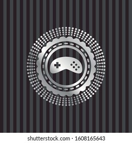 video game icon inside silvery badge