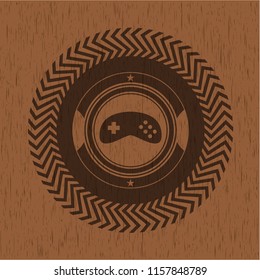 video game icon inside wood emblem. Retro