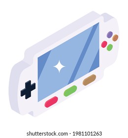 Video game icon in isometric design, game console 