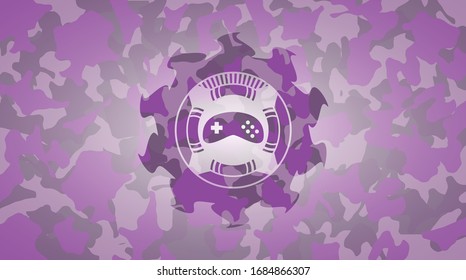 video game icon on pink camo pattern