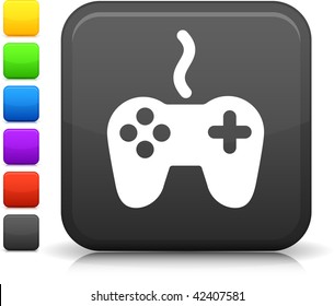 Icono de videojuego en el botón de internet cuadrado Seis opciones de color incluidas.
