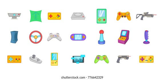 Video game icon set. Cartoon set of video game vector icons for web design isolated on white background