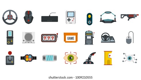 Video game icon set. Flat set of video game vector icons for web design isolated on white background