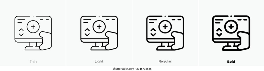 video game icon. Thin, Light Regular And Bold style design isolated on white background